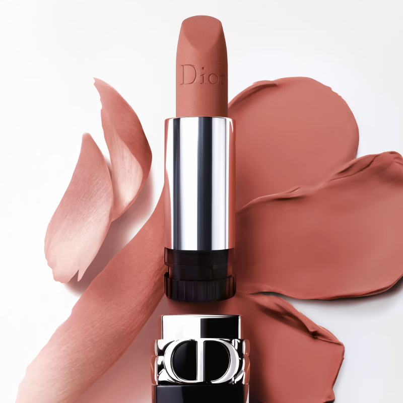 Dior Rouge Dior Floral Lip Care Long Wear #100 Nude Look,rouge dior forever liquid สีไหนสวย,ลิป dior rouge รีวิว,Dior Rouge Lipstick 100