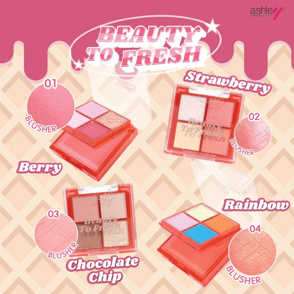 A 418 ASHLEY BEAUTY TO FRESH No.01 #Berry​ 2 g x 2.5 g, อายแชโดว์ , บลัชออน, ASHLEY , ASHLEY BEAUTY TO FRESH ราคา , ASHLEY BEAUTY TO FRESH รีวิว